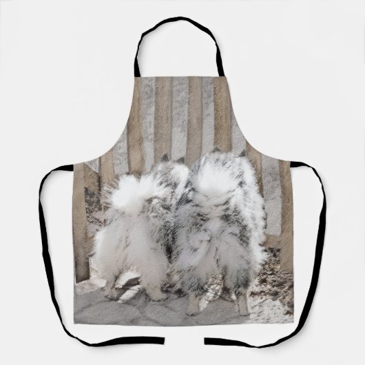 Keeshonds bij het schilderen van de poort - Oorspr Schort (Voorkant)