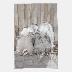 Keeshonds bij het schilderen van de poort - Oorspr Theedoek