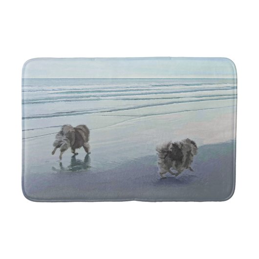 Keeshonds in de Seashore-schilderkunst Badmat (Voorkant)