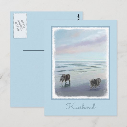 Keeshonds in de Seashore-schilderkunst Briefkaart (Voorkant / Achterkant)