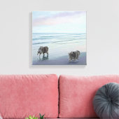 Keeshonds in de Seashore-schilderkunst Canvas Afdruk (Insitu (Woonkamer))