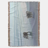 Keeshonds in de Seashore-schilderkunst Deken (Voorkant Verticaal)