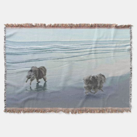 Keeshonds in de Seashore-schilderkunst Deken (Voorkant)