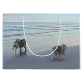 Keeshonds in de Seashore-schilderkunst Groot Cadeauzakje (Voorkant)