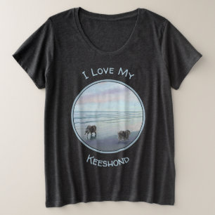 Keeshonds in de Seashore-schilderkunst Grote Maat T-shirt