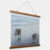 Keeshonds in de Seashore-schilderkunst Hangend Wandkleed (Gebogen)