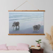 Keeshonds in de Seashore-schilderkunst Hangend Wandkleed (Slaapkamer)