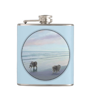 Keeshonds in de Seashore-schilderkunst Heupfles