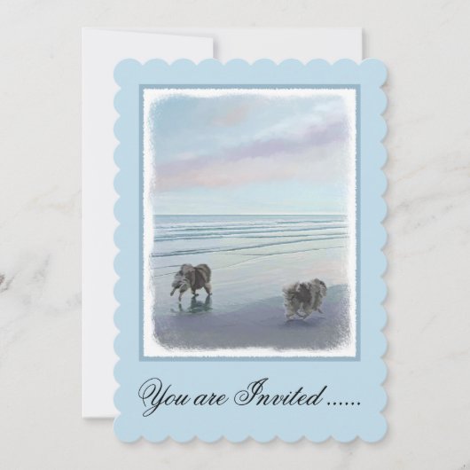 Keeshonds in de Seashore-schilderkunst Kaart (Voorkant)