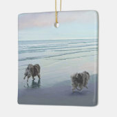 Keeshonds in de Seashore-schilderkunst Keramisch Ornament (Links)