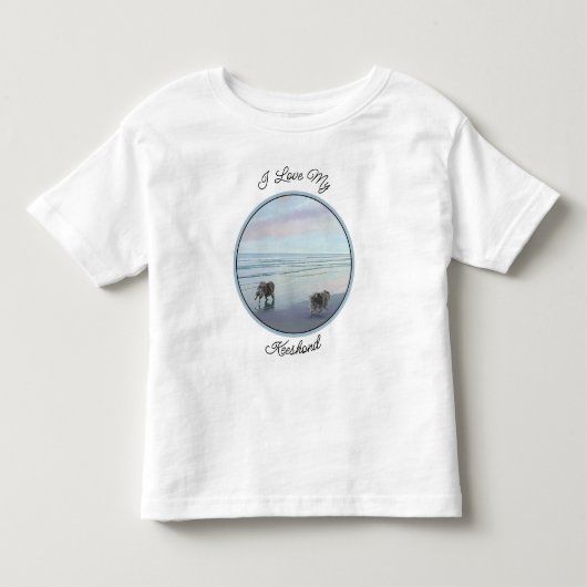 Keeshonds in de Seashore-schilderkunst Kinder Shirts (Voorkant)