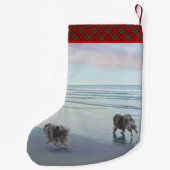 Keeshonds in de Seashore-schilderkunst Kleine Kerstsok (Achterkant)