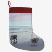 Keeshonds in de Seashore-schilderkunst Kleine Kerstsok (Voorkant)