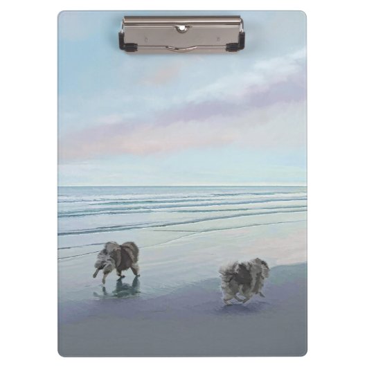 Keeshonds in de Seashore-schilderkunst Klembord (Voorkant)