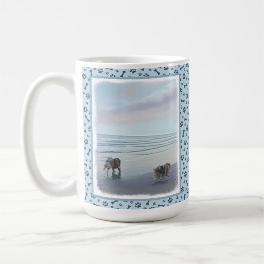 Keeshonds in de Seashore-schilderkunst Koffiemok (Links)