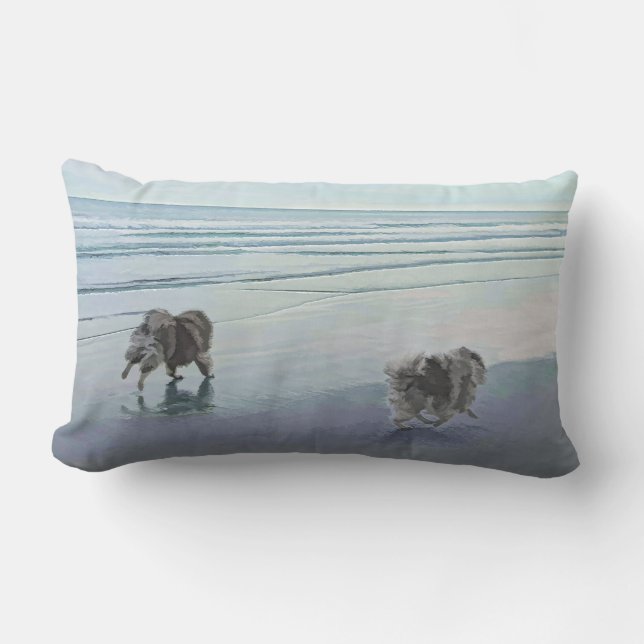 Keeshonds in de Seashore-schilderkunst Kussen (Voorkant)