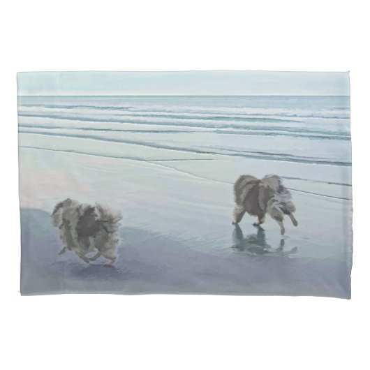 Keeshonds in de Seashore-schilderkunst Kussensloop (Voorkant)