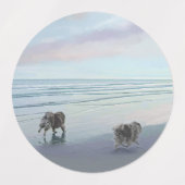 Keeshonds in de Seashore-schilderkunst Labels (Design 1)