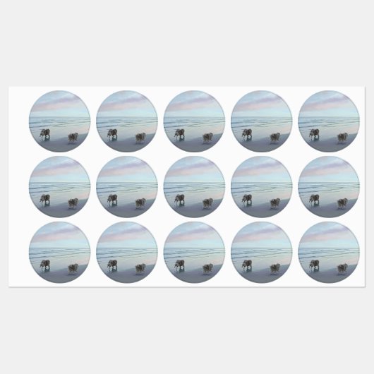 Keeshonds in de Seashore-schilderkunst Labels (Vel)