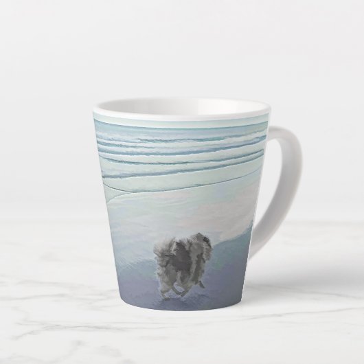 Keeshonds in de Seashore-schilderkunst Latte Mok (Rechterhoek)