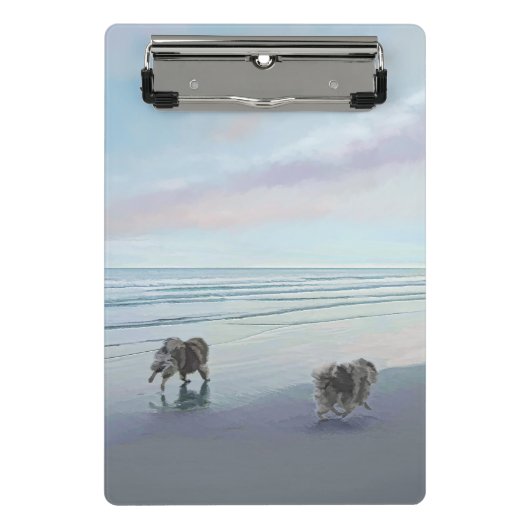 Keeshonds in de Seashore-schilderkunst Mini Klembord (Voorkant)