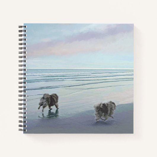Keeshonds in de Seashore-schilderkunst Notitieboek (Voorkant)