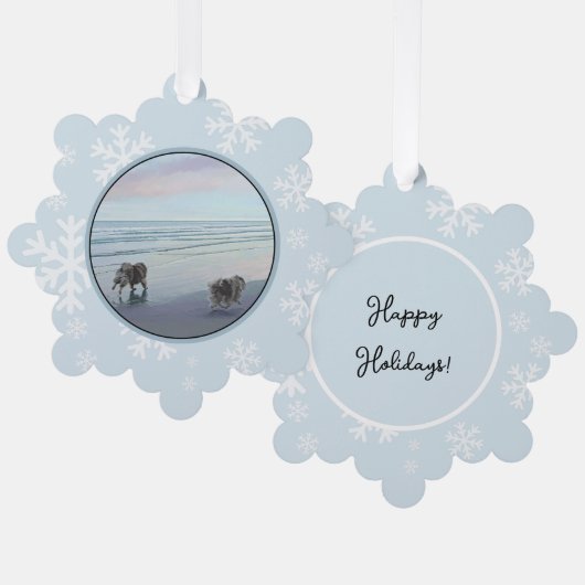 Keeshonds in de Seashore-schilderkunst Ornament Kaart (Voorkant / Achterkant)