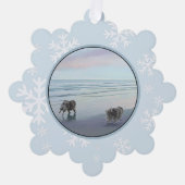 Keeshonds in de Seashore-schilderkunst Ornament Kaart (Voorkant)