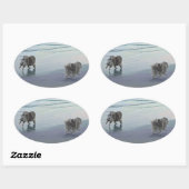 Keeshonds in de Seashore-schilderkunst Ovale Sticker (Vel)