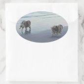 Keeshonds in de Seashore-schilderkunst Ovale Sticker (Tas)