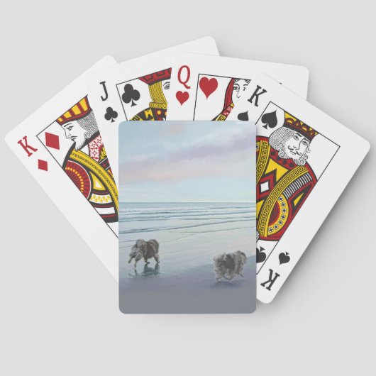 Keeshonds in de Seashore-schilderkunst Pokerkaarten (Achterkant)