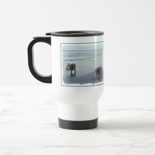 Keeshonds in de Seashore-schilderkunst Reisbeker (Links)