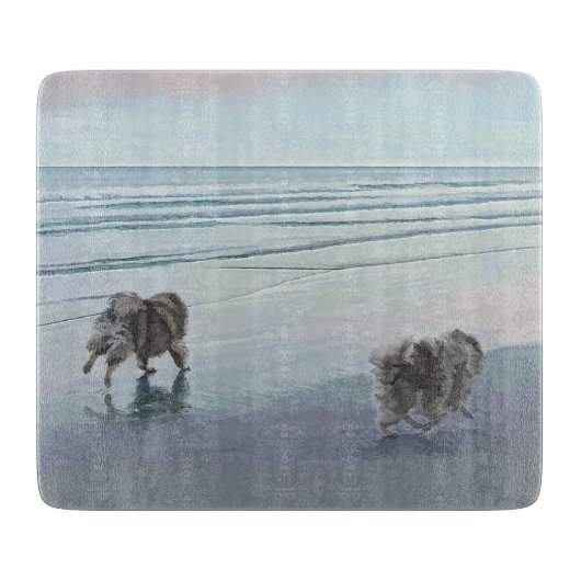 Keeshonds in de Seashore-schilderkunst Snijplank (Voorkant)