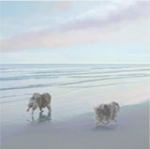Keeshonds in de Seashore-schilderkunst Sticker (Voorkant)
