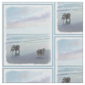 Keeshonds in de Seashore-schilderkunst Stof (Close Up)