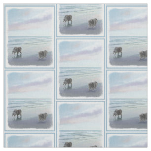 Keeshonds in de Seashore-schilderkunst Stof