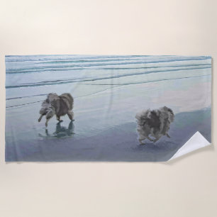 Keeshonds in de Seashore-schilderkunst Strandlaken