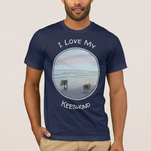 Keeshonds in de Seashore-schilderkunst T-shirt (Voorkant)