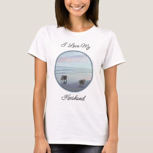Keeshonds in de Seashore-schilderkunst T-shirt (Voorkant)