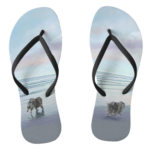 Keeshonds in de Seashore-schilderkunst Teenslippers (Voetbed)
