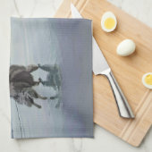Keeshonds in de Seashore-schilderkunst Theedoek (Quarter Fold)