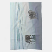 Keeshonds in de Seashore-schilderkunst Theedoek (Verticaal)