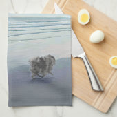 Keeshonds in de Seashore-schilderkunst Theedoek (Quarter Fold)