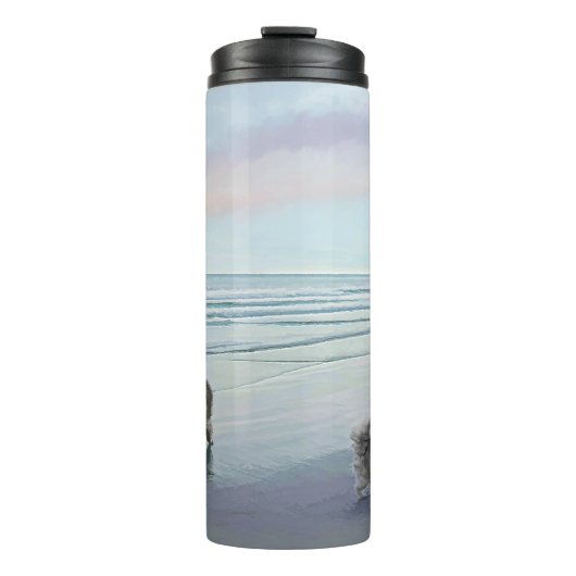 Keeshonds in de Seashore-schilderkunst Thermosbeker (Voorkant)