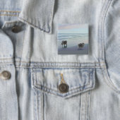 Keeshonds in de Seashore-schilderkunst Vierkante Button 5,1 Cm (In situ)