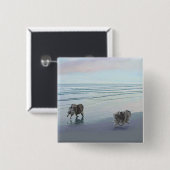 Keeshonds in de Seashore-schilderkunst Vierkante Button 5,1 Cm (Voorkant /achterkant)