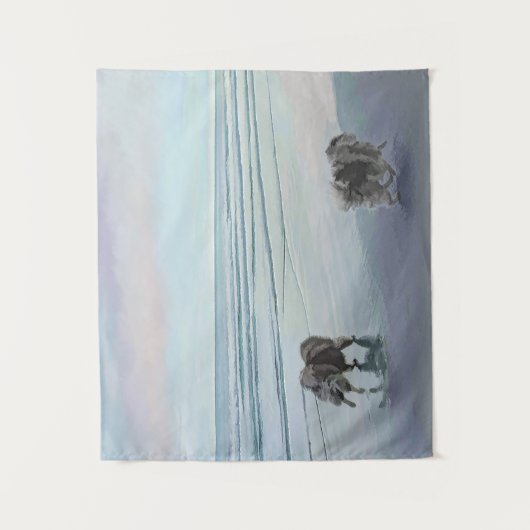 Keeshonds in de Seashore-schilderkunst Wandkleed (Voorkant)