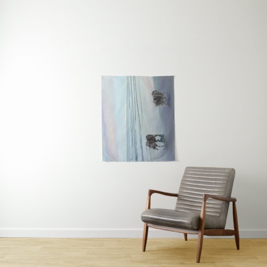 Keeshonds in de Seashore-schilderkunst Wandkleed (In situ)