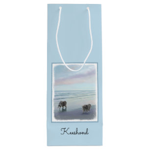 Keeshonds in de Seashore-schilderkunst Wijn Cadeautas