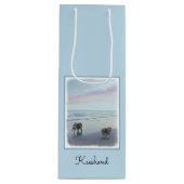Keeshonds in de Seashore-schilderkunst Wijn Cadeautas (Voorkant)
